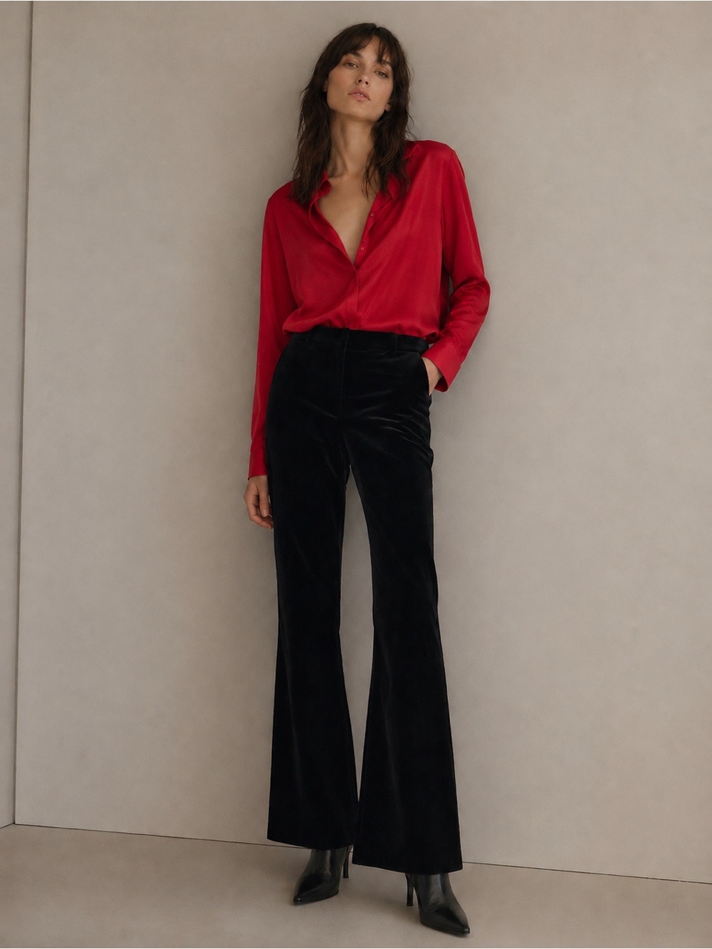 THE KOOPLES French Luxury NWT Sweet Velvet Boot Cut Leg Pants Size 36